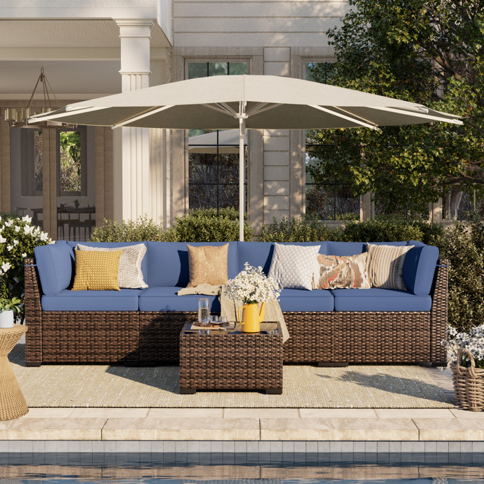Latitude Run® Avelie 4 - Person Outdoor Seating Group with Cushions ...